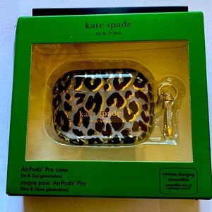 Kate Spade New York Protective AirPods Pro Case, City Leopard Blk/gold Foil, NEW